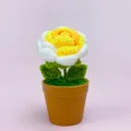 Handmade crochet flower potted plant knitted rose decor for festival gift home table - Finished Product - Gradient Yellow Rose Potted Plant