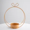 Golden iron flower basket bow design ring plant stand decorative centerpiece 33cm height - Single Metal Flower Stand