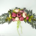 Arrangement de fleurs de pivoine artificielle pour porte mur mariage décoration maison - Rose d'automne profond