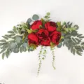 Artificial red peony flower wall hanging door lintel decoration for home wedding party - Red