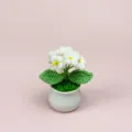 Jolie fleur artificielle en pot au crochet faite main en céramique décoration - Produit fini – myosotis blanc en pot