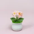 Handmade crochet pink flower potted plant, cute knitted desktop decoration for room gift. - Finished Pink Forget-Me-Not Potted Plant
