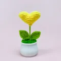 Handmade crochet yellow heart flower potted plant for home decoration and nice gift. - Finished Product - Yellow Heart Potted Plant
