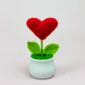Handmade crochet red heart flower potted plant artificial flower gift home desktop decor. - Finished Product - Red Heart Potted Plant