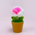 Handmade crochet rose potted plant artificial flower home decor gift ideal for holidays. - Finished Product - Gradient Rose Pink Potted Plant