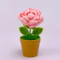 Handmade crochet rose potted plant, cute knitted flower decor for home and gifts. - Finished Product - Fashion Pink Rose Potted Plant