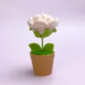 Handcrafted crochet pink rose potted plant, cute home decor gift for festivals and special occasions. - Finished Product - Deep Champagne Rose Potted Plant