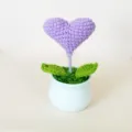 Handmade crochet heart flower potted plant cute knitted floral desktop decor gift - Finished Product - Purple Heart Potted Plant