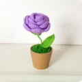 Handmade crochet purple rose potted plant, artificial knitted flower home decor gift. - Finished Product - Purple Rose Potted Plant