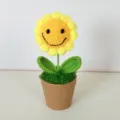 Handmade crochet sunflower potted plant, cute smiling flower knit home table decor gift. - Finished Product - Smiling Sunflower Potted Plant PZ038
