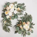 Fleurs d'arche de mariage artificielles roses blanches eucalyptus décoration de porte - 23YB003