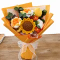 Bouquet de tournesols au crochet fait main fleur tricotée cadeau déco maison romantique - Jaune Orangé