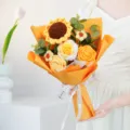 Bouquet de tournesols au crochet fait main cadeau idéal pour fête des mères - Jaune