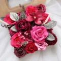 Boîte cadeau de fleurs artificielles rose romantique mariage décoration de maison arrangement - LH504