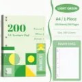 A4 loose-leaf notebook, 200 pages green aesthetic journal, lined paper writing pad for daily use. - Light Green