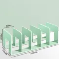 Büro Desktop 5-Sektion Buchstütze Aufbewahrungsregal, grüne Kunststoff Büchertrenner Ständer. - Buchstützen mit 5 Fächern in Hellgrün
