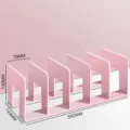 Rosa 5-Fächer Buchstütze Desktop Organizer Regal Bücherregal Aufbewahrung 380mm - Buchstützen mit 5 Fächern in Hellrosa