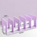 5-Fächer lila Buchstütze Desktop Buch-Organizer Regal Kunststoff Aufbewahrungsregal 1St - 5-fächrige Buchstützen - Hellviolett