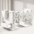 Expandable adjustable desktop bookshelf and bookends with pen holder and storage box. - Large Thick / White
