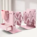 Pink expandable desktop bookshelf with pen holder and storage box for office study organization. - Large Thick / Pink
