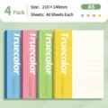 Truecolor Studenten minimalistisches Notizbuch 4er Set A5 B5 farbiges Notizheft - A5 / [4er-Pack] 30 Blatt (inkl. Deckblatt)