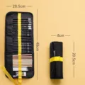 Canvas pencil roll case 36 slots wrap organizer for sketching and drawing pencils - 36 Holes / Black