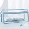 Doppellagiges transparentes Federmäppchen Himmelblau Großes Schüler Schreibwaren Etui - 1 Stück/Packung / Himmelblau