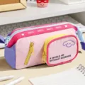 Dopamin farbblockiertes mehrschichtiges Federmäppchen, große Kapazität Schreibwaren Tasche Mädchen - Mäppchen im Pink-Lila-Farbblockdesign