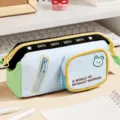 Dopamin Stil großes Federmäschchen süße Schreibwaren Etui für Mädchen in blau grün - Mäppchen im Hellblau-Grün-Farbblockdesign