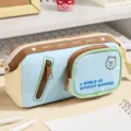 Hellgrün und beige mehrschichtige große süße Federtasche für Mädchen und Studenten. - Mäppchen im Hellgrün-Beige-Farbblockdesign