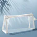 Astuccio trasparente con bordo bianco borsa di stoccaggio per cancelleria minimalista per studenti - Taglia Grande / Bianco puro