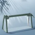 Astuccio trasparente verde militare custodia per cancelleria minimalista borsa per penne scuola. - Taglia Grande / Verde militare