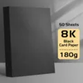 50 Blatt 8K Schwarzes Fotokarton 180g Dickes Papier für Kunst Zeichnen DIY Handwerk - 8K Schwarzer Karton - 50 Blatt - 180g
