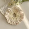 Elegant ballet style double-layered cream satin scrunchie with pleated ruffle edges - 36.00g / Yellow Double Layer Satin