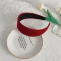Elegant French vintage wide red velvet headband for women classic hair accessories - Wine Red Velvet Hair Band (201049)