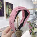 Pink braided fabric headband with twisted knot design for stylish hair accessories - Pink