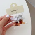 Lot de mini pinces à cheveux fleurs en teintes transparentes et ambre pour coiffure - Demi-Rond (220654) / Lot de 4 / Gris Café