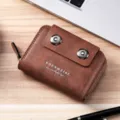 Vintage braune Lederkartenhalter Geldbörse für Herren mit doppeltem Magnetverschluss. - B-026 Braun