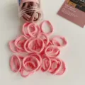 Soft velvet elastic hair ties set in pink and brown colors, stored in a clear plastic jar - 50 Pcs Bag / Pink