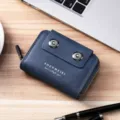 Blauer vintage herren akkordeon kartenhalter doppelter magnetverschluss minimalistisch - B-026 Blau