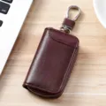 Astuccio portachiavi da auto per uomo in pelle marrone scuro con zip modello variante - 9131 marrone