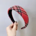 Vintage red plaid padded headband for women in preppy style - Plaid Fabric Hair Band (200516)