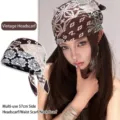 Pañuelo bandana vintage Y2K con estampado floral para un estilo versátil 57x57cm - Pañuelo Cuadrado Geométrico Marrón / 57x57cm / Marrón