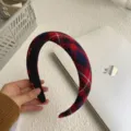 Retro red plaid festive padded headband for elegant holiday hair styling accessory - Classic Red Blue Plaid Hair Band