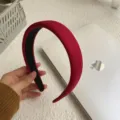 Elegant vintage wine red padded headband for high cranial top effect hair accessory - Wide Velvet Plain Hair Band