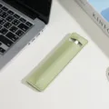 Astuccio per penne in ecopelle PU verde minimalista elegante e portatile per ufficio e scuola. - verde-giallo