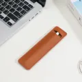 Étui de protection en cuir PU marron pour stylo, pochette minimaliste pour l'étude. - Beige