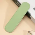 Estuche de cuero PU verde para bolígrafo funda protectora individual papelería minimalista. - Verde amarillento