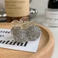Elegant silver crystal cherry hair claw clip with clear acrylic for stylish women - Silver Crystal
