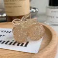 Elegant champagne gold crystal cherry shaped hair claw clip for women's hairstyle - Champagne Crystal